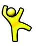 a yellow stickman dancing